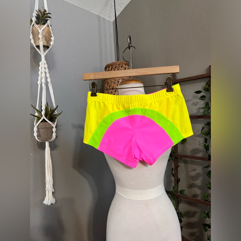 Rufskin Gabrio Neon Colorblock Swim Shorts Pink Yellow Green Stretch Trunks - Picture 8 of 11